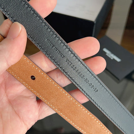 YSL 25S BELT 20 MM IN CARAMEL BROWN SUEDE 616310
