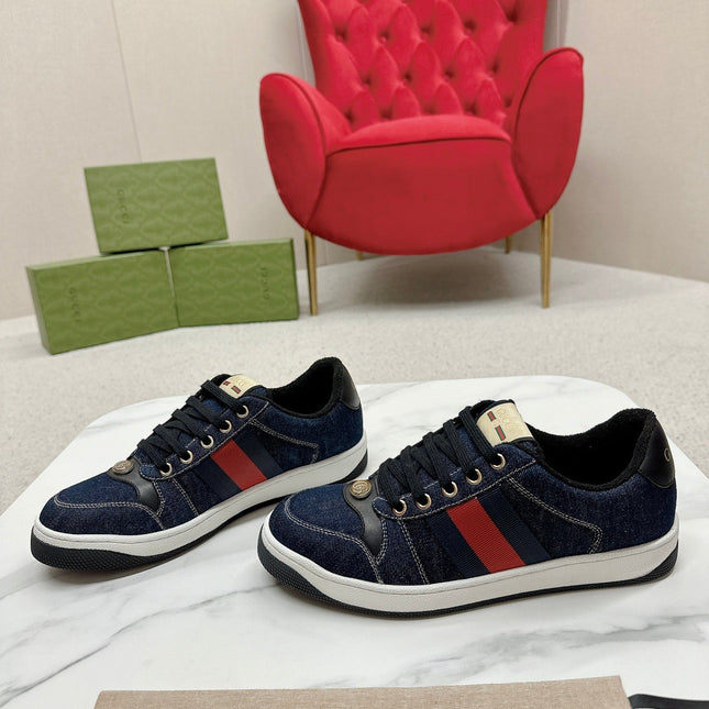 GG WOMEN'S SCREENER TRAINER DENIM CALFSKIN