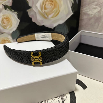 BLACK RAFFIA WOVEN HAIRBAND 400479