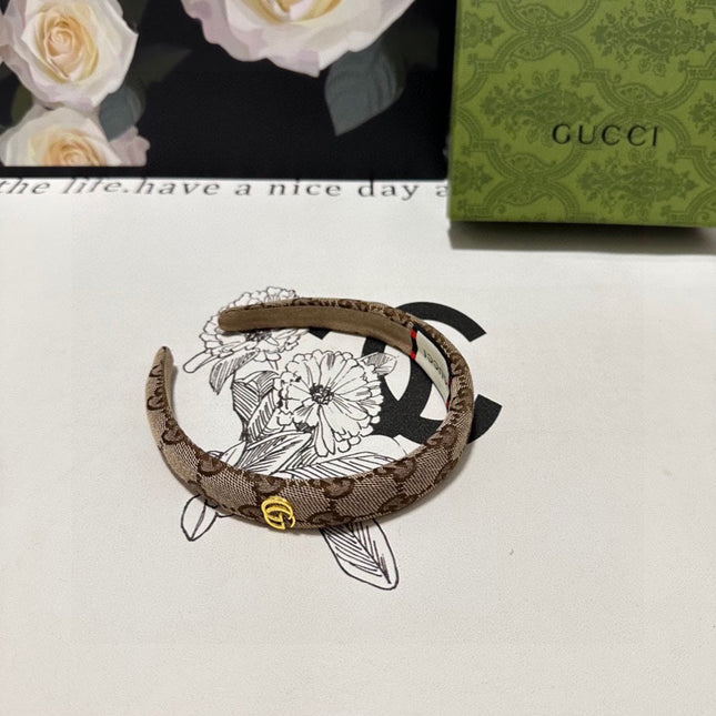 HAIRBAND IN BEIGE AND EBONY CANVAS 432816