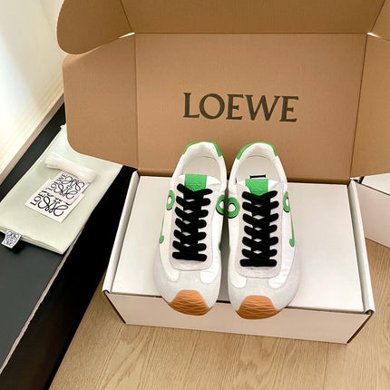 LOEWE 26S BALLET RUNNER 2.0 IN LIGHT GRAY SUEDE AND WHITE NYLON