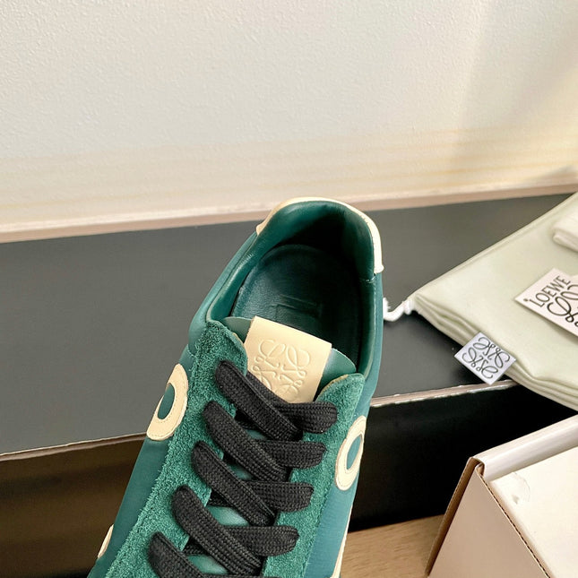 LOEWE 26S BALLET RUNNER 2.0 IN DARK GREEN SUEDE AND NYLON