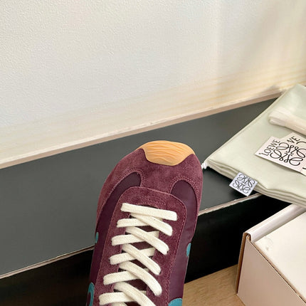 LOEWE 26S BALLET RUNNER 2.0 IN WINE RED SUEDE AND NYLON