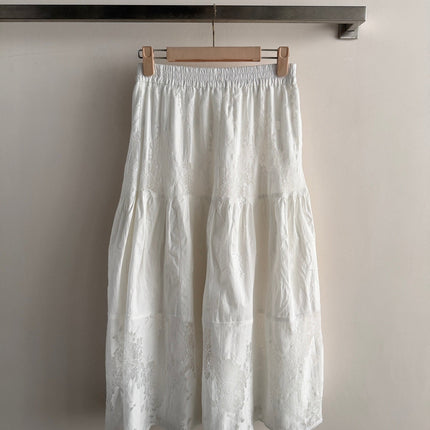 MIUMIU 26S LACE TRIM MIDI SKIRT 1225