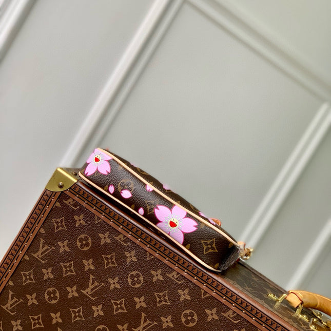 POCHETTE ACCESSOIRES 22 IN BROWN MONOGRAM CANVAS CHERRY BLOSSOM