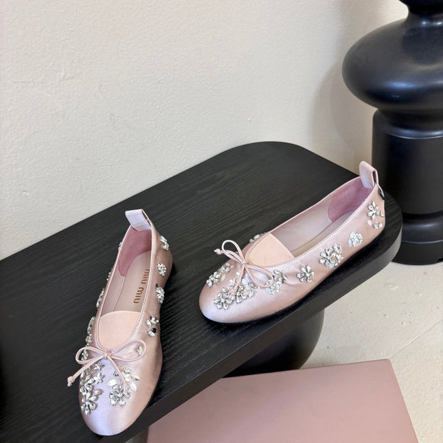 MIUMIU 25S MARY JANE SHOES IN PINK SATIN