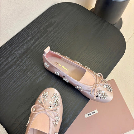 MIUMIU 25S MARY JANE SHOES IN PINK SATIN