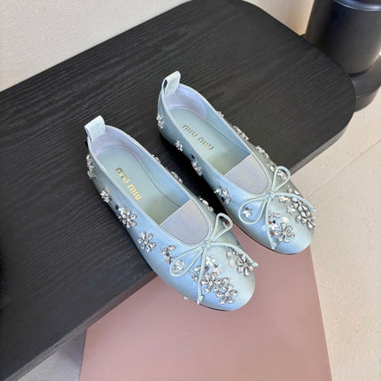 MIUMIU 25S MARY JANE SHOES IN LIGHT BLUE SATIN