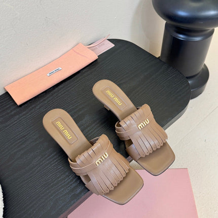 MIUMIU 26S HIGH-HEEL SANDALS 40MM IN BROWN CALFSKIN