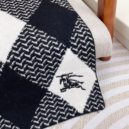 ARGYLE WOOL SCARF 190 CM BLACK MIX WHITE 394596