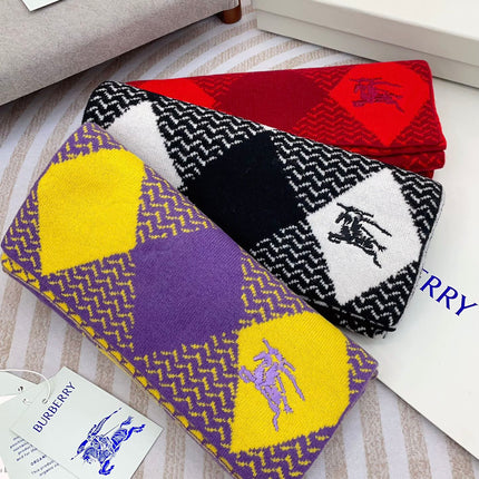 ARGYLE WOOL SCARF 190 CM BLACK MIX WHITE 394596