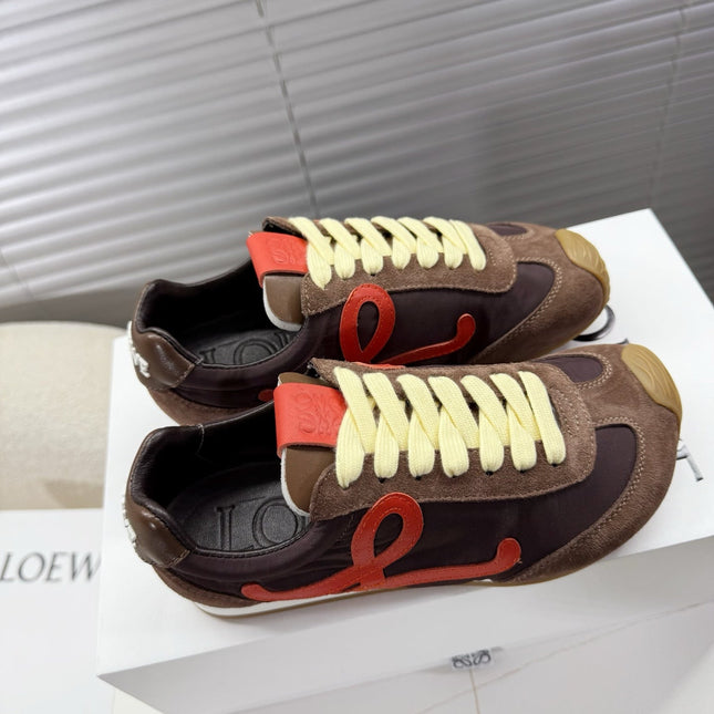 LOEWE 26S BALLET RUNNER 2.0 IN DARK BROWN NYLON AND CALFSKIN
