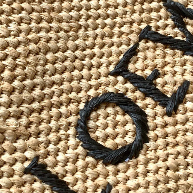LOEWE 25S WE FONT TOTE BAG 24 IN NATURAL RAFFIA FIBER