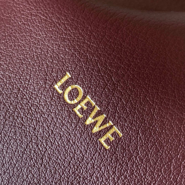 LOEWE 25S MEDIUM FLAMENCO CLUTCH BAG 23 IN DARK ROSEWOOD CALFSKIN