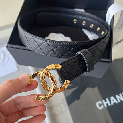 CHANEL 25S BELT 30 MM IN BLACK CALFSKIN 616605