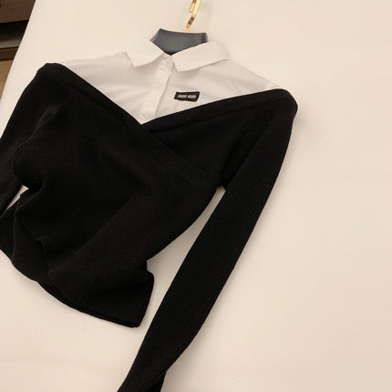 MIUMIU TWO-PIECE COLLARED KNIT SET STYLE 446
