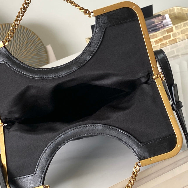26 BLACK SHEEPSKIN WITH GOLD BUCKLE BAG