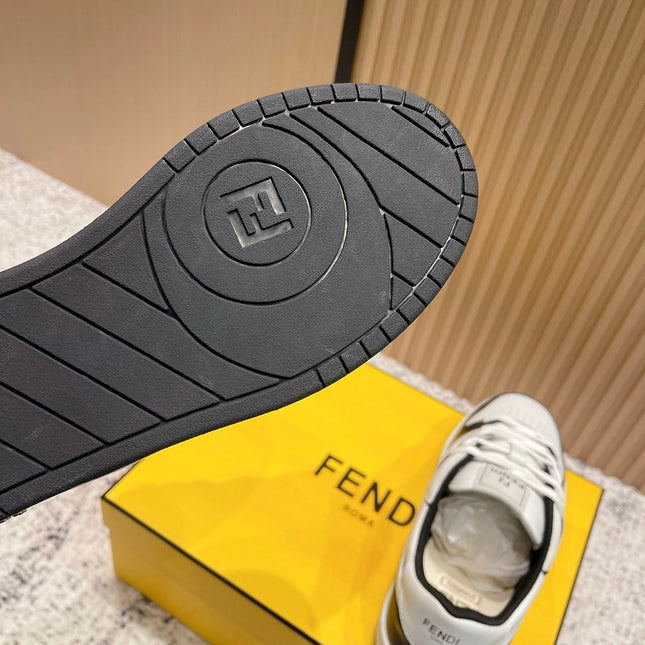 FENDI 25S MATCH SNEAKERS IN BLACK AND WHITE CALFSKIN STYLE 14