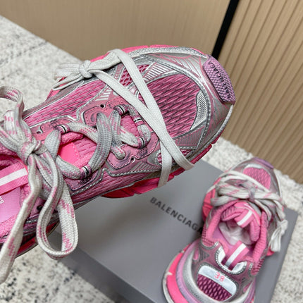 BALENCIAGA 25S 3XL SNEAKERS IN PINK MESH MIX GREY PU LEATHER