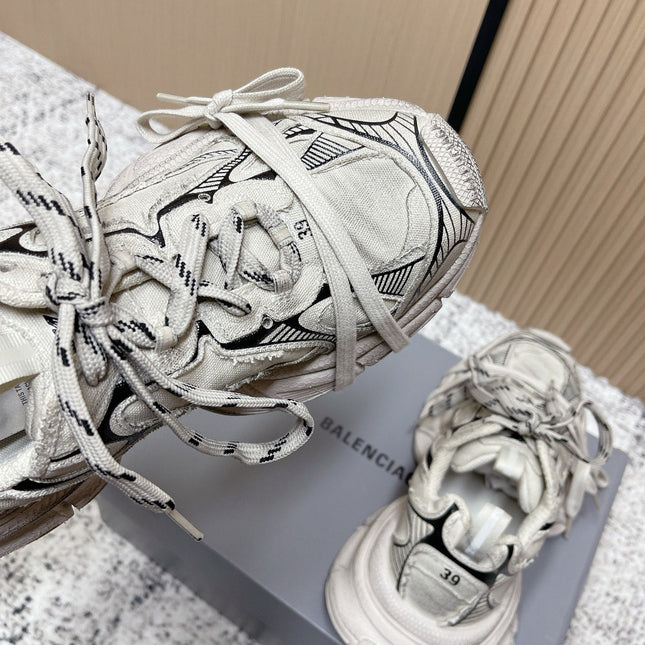 BALENCIAGA 25S 3XL SNEAKERS IN LIGHT TAUPE MIX BLACK PU LEATHER
