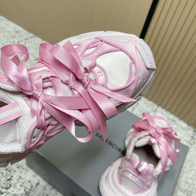 BALENCIAGA 25S 3XL SNEAKERS IN CREAM WHITE MIX PINK PU LEATHER