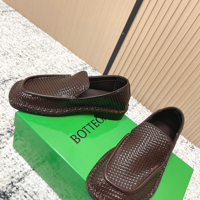 BOTTEGA VENETA 26S LOAFERS IN DARK BROWN INTRECCIATO CALFSKIN