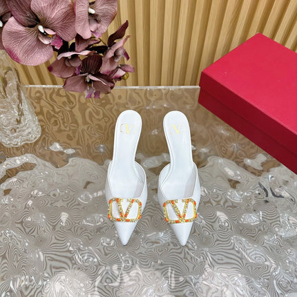 HIGH PUMP MULE 80MM WHITE CALFSKIN