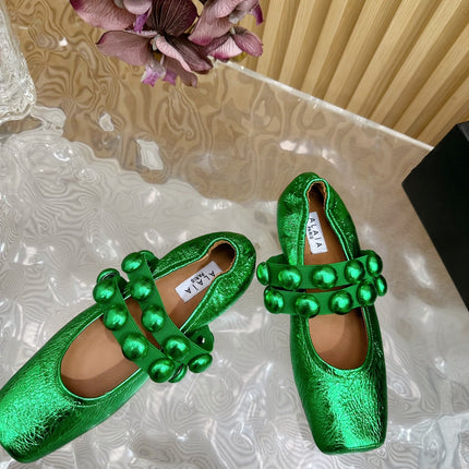 MARY JANE PEARL IN EMERALD GREEN GLOSSY LAMBSKIN