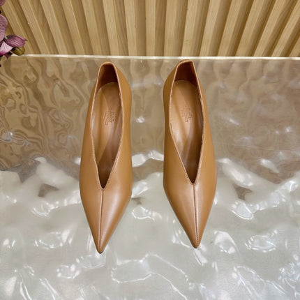 HM 25S HIGH-HEEL WEDGE SHOES 50 MM IN BROWN LAMBSKIN
