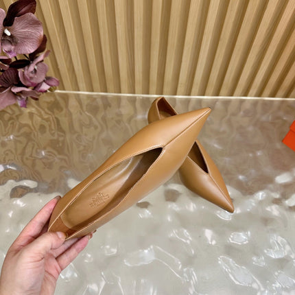 HM 25S HIGH-HEEL WEDGE SHOES 50 MM IN BROWN LAMBSKIN