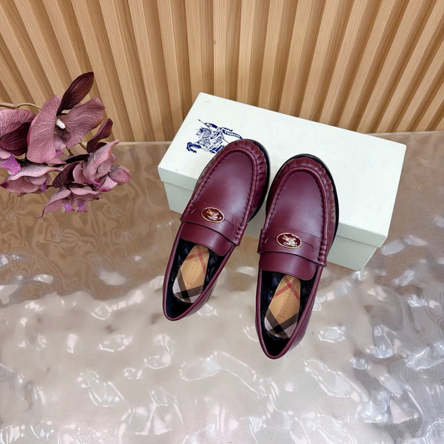 BURBERRY 26S LOAFERS IN DARK RED CALFSKIN