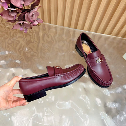 BURBERRY 26S LOAFERS IN DARK RED CALFSKIN