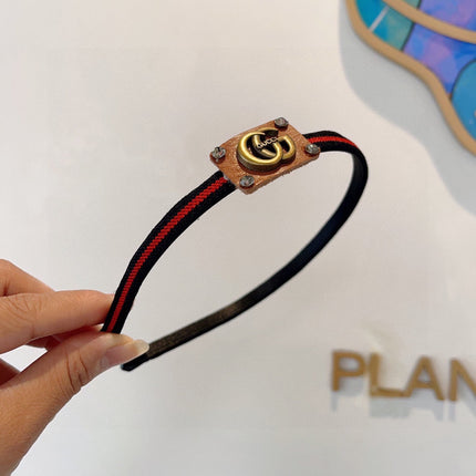 NARROW HAIRBAND IN BLACK MIX RED FABRIC 395356