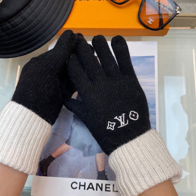 GLOVES IN BLACK MIX WHITE WOOL 458574