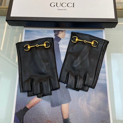 FINGERLESS GLOVES WITH HORSEBIT IN BLACK LAMBSKIN 463853