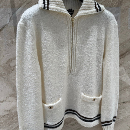 CHANEL 25S CASHMERE HALF-ZIP T-SHIRT 318