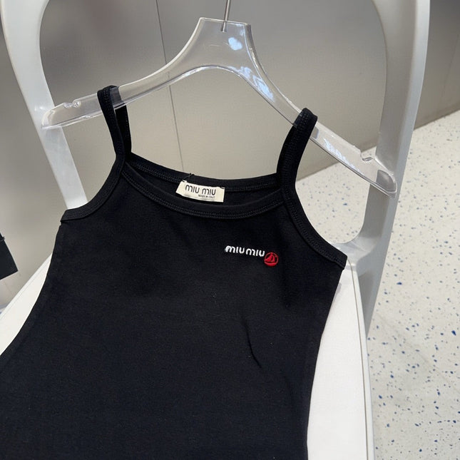 CAMISOLE 613779 IN BLACK COTTON RIBBED