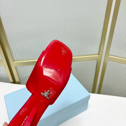 PRA TRIANGLE HEEL SATIN SLIPPERS CRIMSON