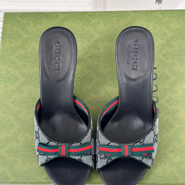 GG Vintage High Heel Slippers Black