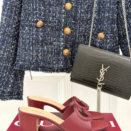 MID-HEEL MULE IN RED CALFSKIN