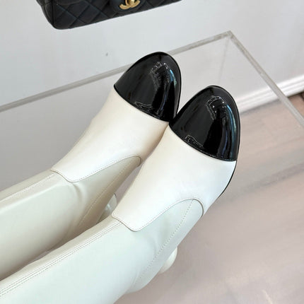 CC PEARL HIGH BOOTS IN WHITE CALFSKIN