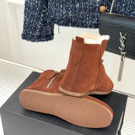 ALAIA 26S SNOW BOOTS IN BURNT BROWN SUEDE AND WOOL