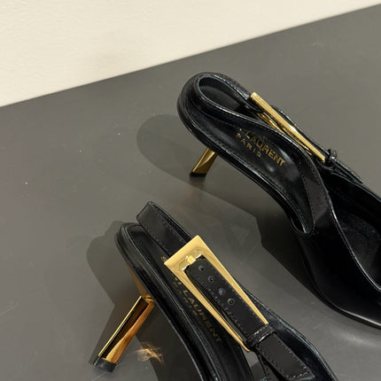LEE SLINGBACK PUMPS 75 MM IN BLACK PATENT CALFSKIN