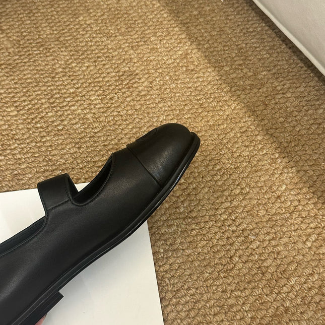 CHANEL 26S MARY JANE FLATS IN BLACK CALFSKIN CC LOGO