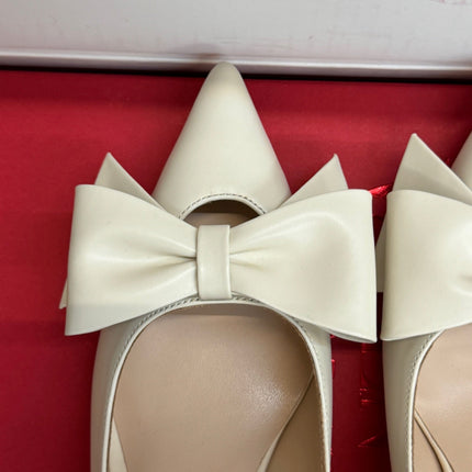 VALENTINO 26S HIGH HEEL SHOES IN OFF-WHITE CALFSKIN WITH BOW