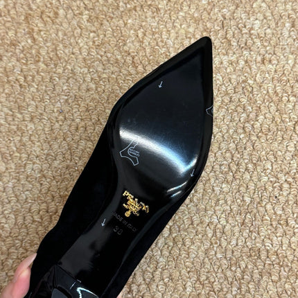 PRADA 26S POINTED TOE PUMPS 50MM IN BLACK SUEDE