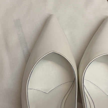 PRADA 26S SLINGBACK PUMPS IN WHITE PATENT CALFSKIN