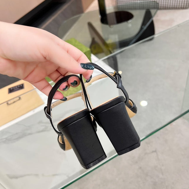 GG HIGH HEELS SANDALS 60 IN BLACK LAMBSKIN