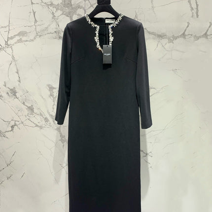 YSL 25S DIAMOND-EMBELLISHED LONG DRESS STYLE 186