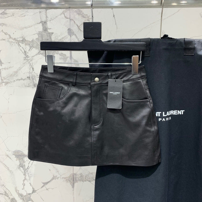 YSL 25S LEATHER MINI SKIRT STYLE 225